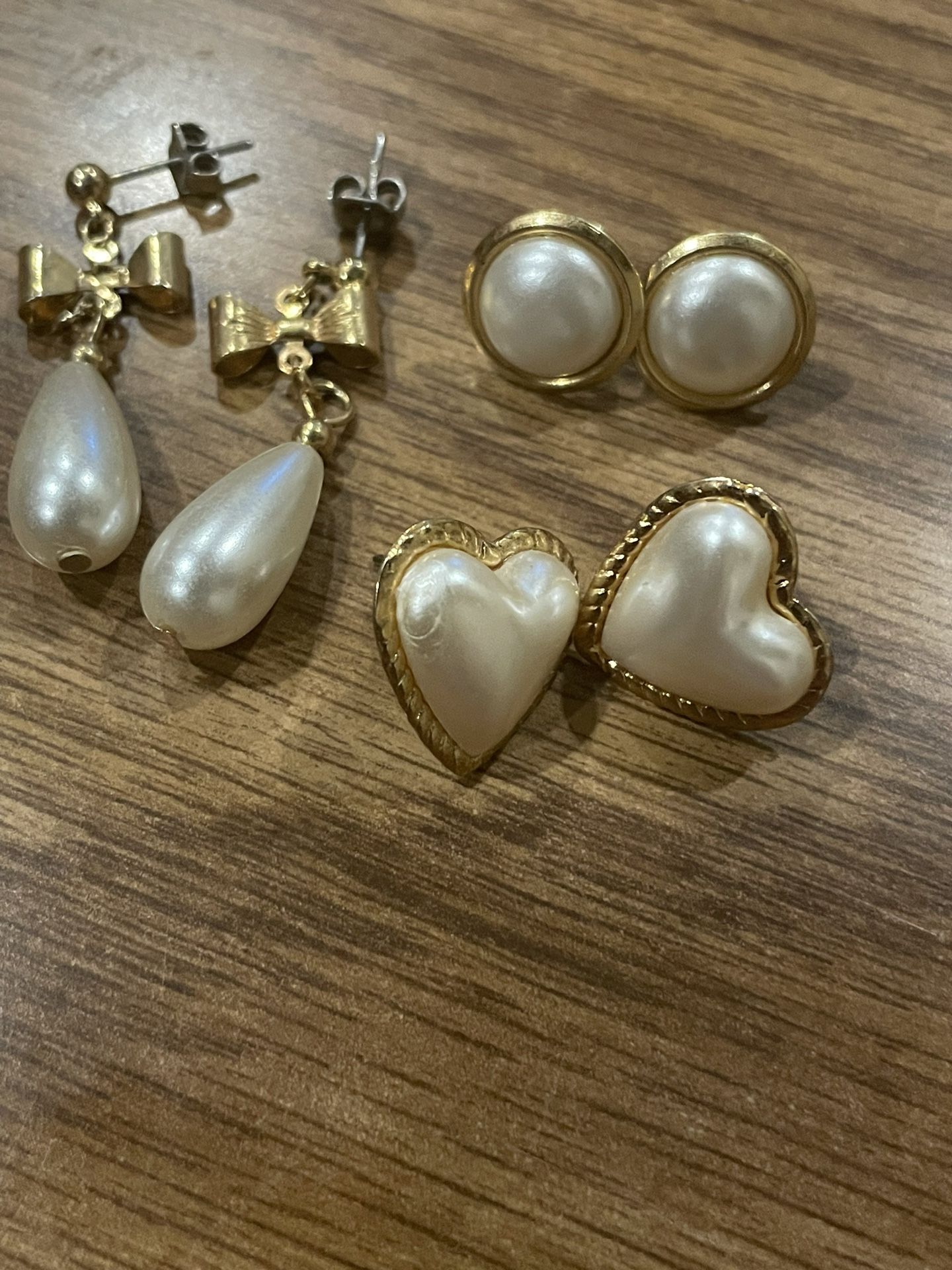 3 Pairs Of Pearl Earrings
