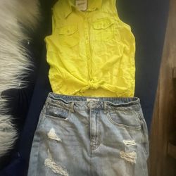 Forever 21 Skirt Large And Target Blouse Medium 