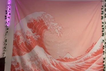 Japanese Pink Fabric Wall Tapestry