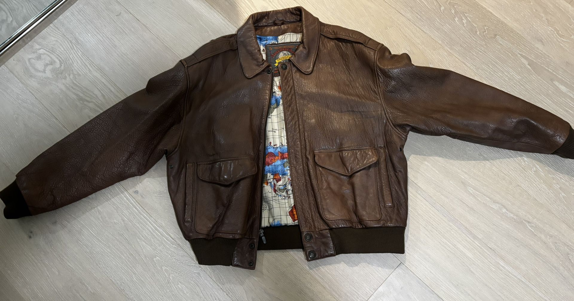 Classic Full Zip Bomber Leather Jacket