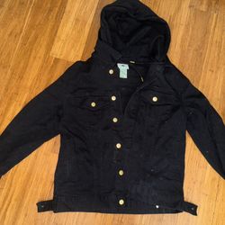 LRG Black Jean Jacket with Hoodie Size S