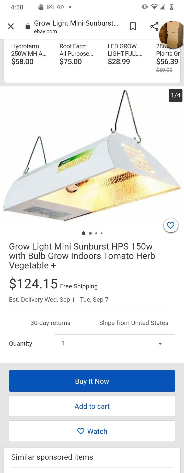 175w Sunburst Mini Indoor Grow Light