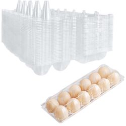 Blank Egg Cartons Bulk 30 Packs - Holds 12 Eggs 1 Dozen, Clear Egg Carton, Reusable Plastic Egg Trays for Family Pasture Chicken Farm