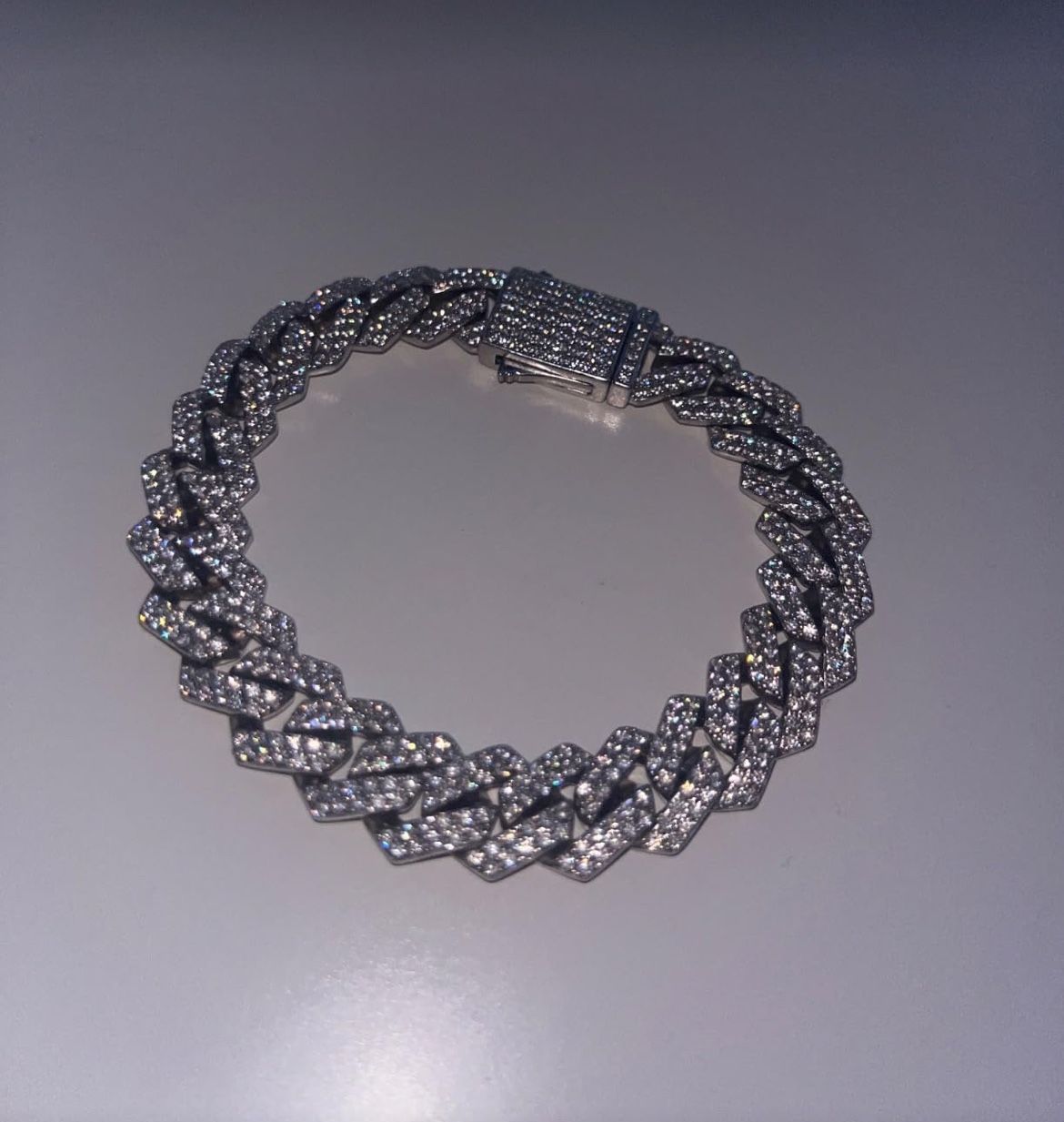 Iced Out Moissanite 12MM Cuban Bracelet (VVS1 Clarity, 8.00 Ct - 9.00 Ct)