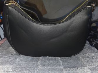 Black Faux Leather Shoulder Bag