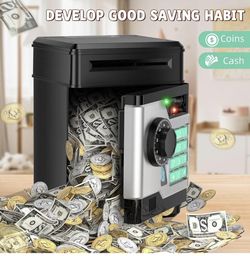 Automatic Electronic Piggy Bank for Kids Boys Girls with Password and Fingerprint Unlock