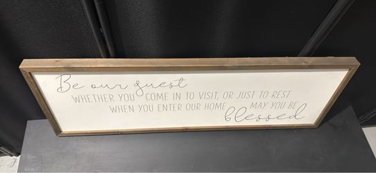 “Be Our Guest” Farmhouse Wood Framed Wall Sign