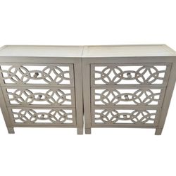 Two Mirrored Nightstands 