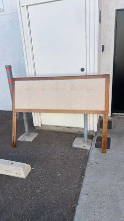 Queen Mid-Century Upholstered Headboard with Wood Frame