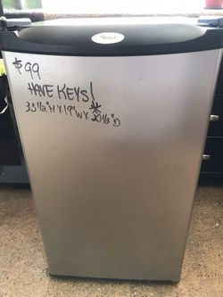 Like New Whirlpool Mini Refrigerator - Black & Stainless, 9 Can Holder, Locks with 2 Keys! Guaranteed to Work!