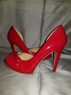 Red patent leather platform, Nine West