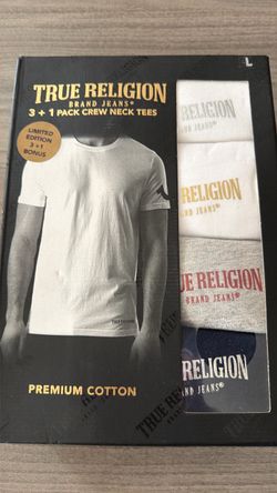 True Religion 3+1 Pack Crew Neck Tees Large