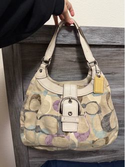 Vintage Y2K Coach Optic Signature Multicolor Hobo Bag / Multi-Color Monogram Shoulder Bag