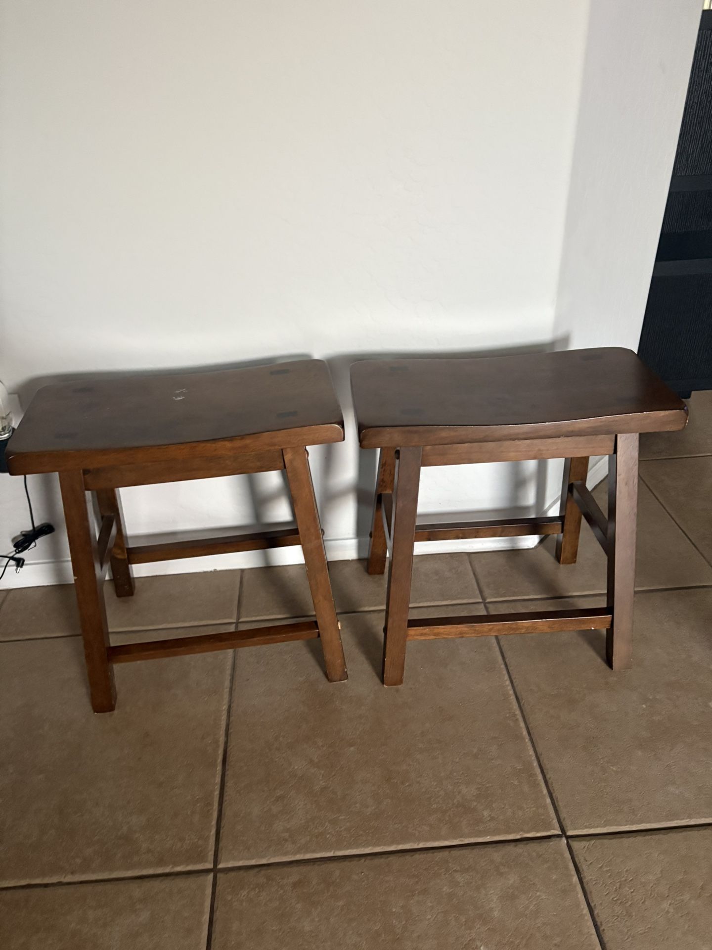 Brown Wooden Bar Stools