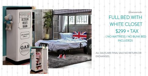 FULL BED FOR Boys racing car bed with closet