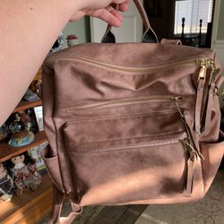 Leather pale Pink Backpack 