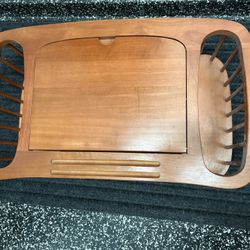Vintage Bed Tray / Lap Desk. Wood w/ Magazine Holders. Adjustable Top