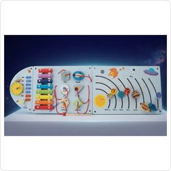 Space-Themed Wooden Activity Board / Wall Toy