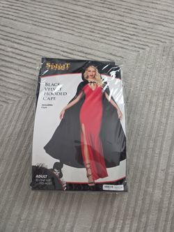 Black velvet hooded cape