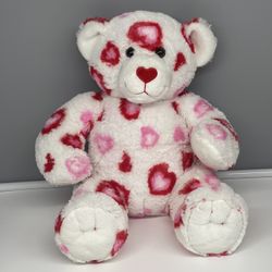 Build A Bear Valentine's White Plush Bear Pink & Red Hearts 15"