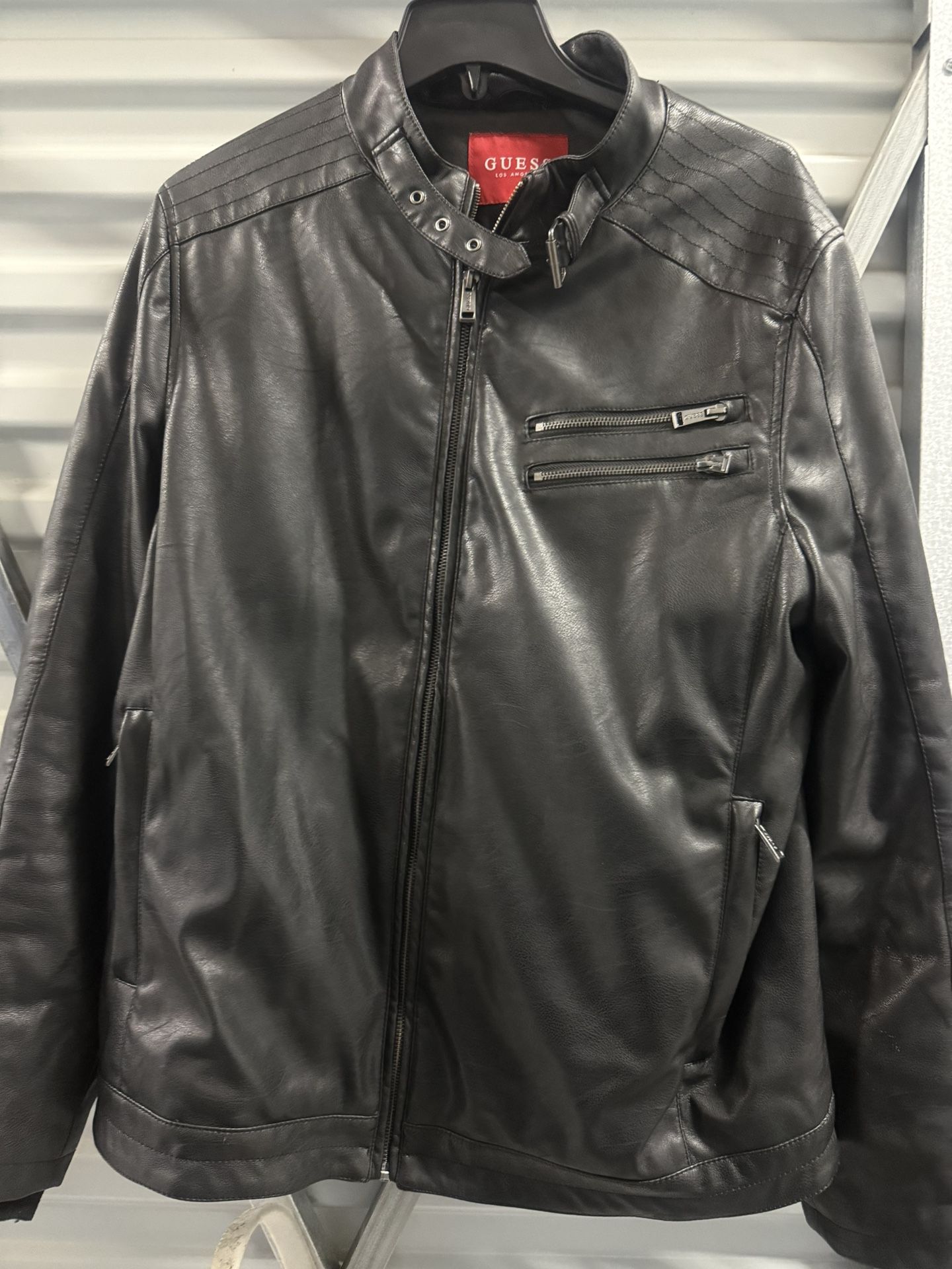 Guess Los Angeles Mens Faux Leather Jacket Size XL