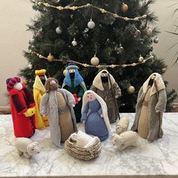 Crochet / Knitted Boho Nativity Set, Christmas Decor 