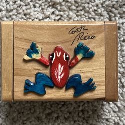 Costa Rica Tropical Frog Hand Painted Wooden Box 
