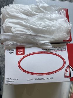 Vanguard #A21A12 Vinyl Exam Gloves, Medium - Box of 100 Gloves