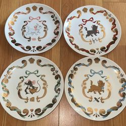 Disneyland Resort Park Aristocrats Plate Set 4 Pcs China Rare 