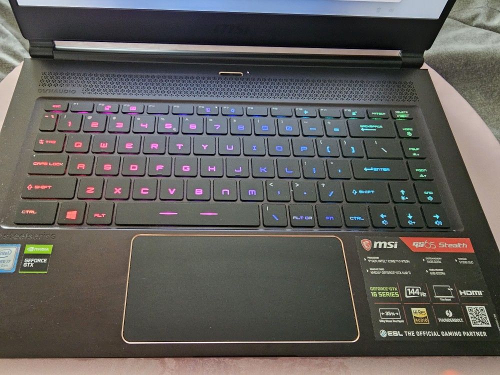 MSI GS65 Stealth THIN-054 15.6" 144 Hz FHD GTX 1070 8 GB VRAM i7-8750H 16 GB Memory 256 GB NVMe SSD Windows 11 Home 64-Bit Gaming Laptop