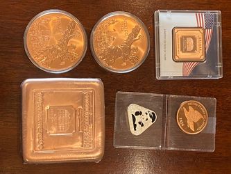 Copper Coin and Bar Collection – 5 Pieces