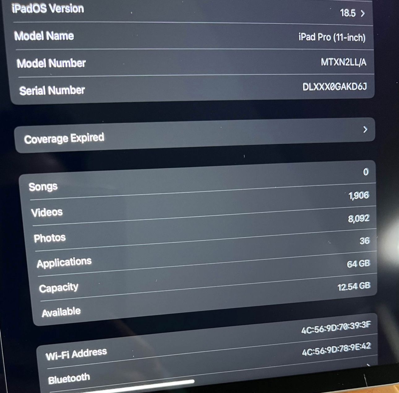 Apple iPad Pro (11in, Wi-Fi, 64GB)- Space Grey A12 Bionic Chip