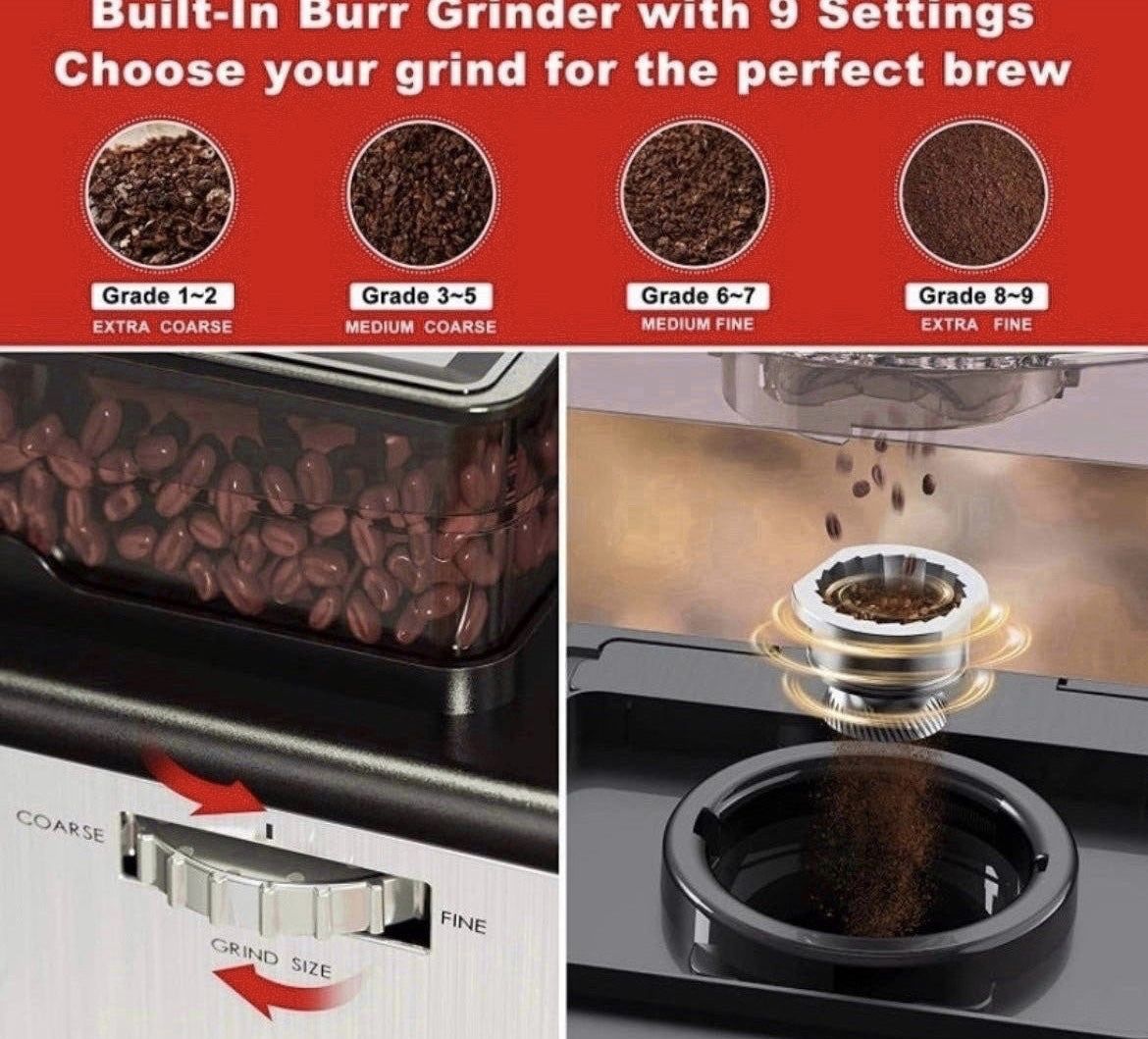 Galanz 2in1 Grind and Brew Coffee Maker with Adjustable Grind Size