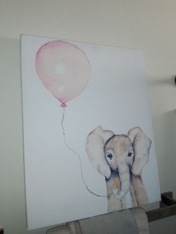 Stupell Industries Baby Elephant Canvas Wall Art Nursery