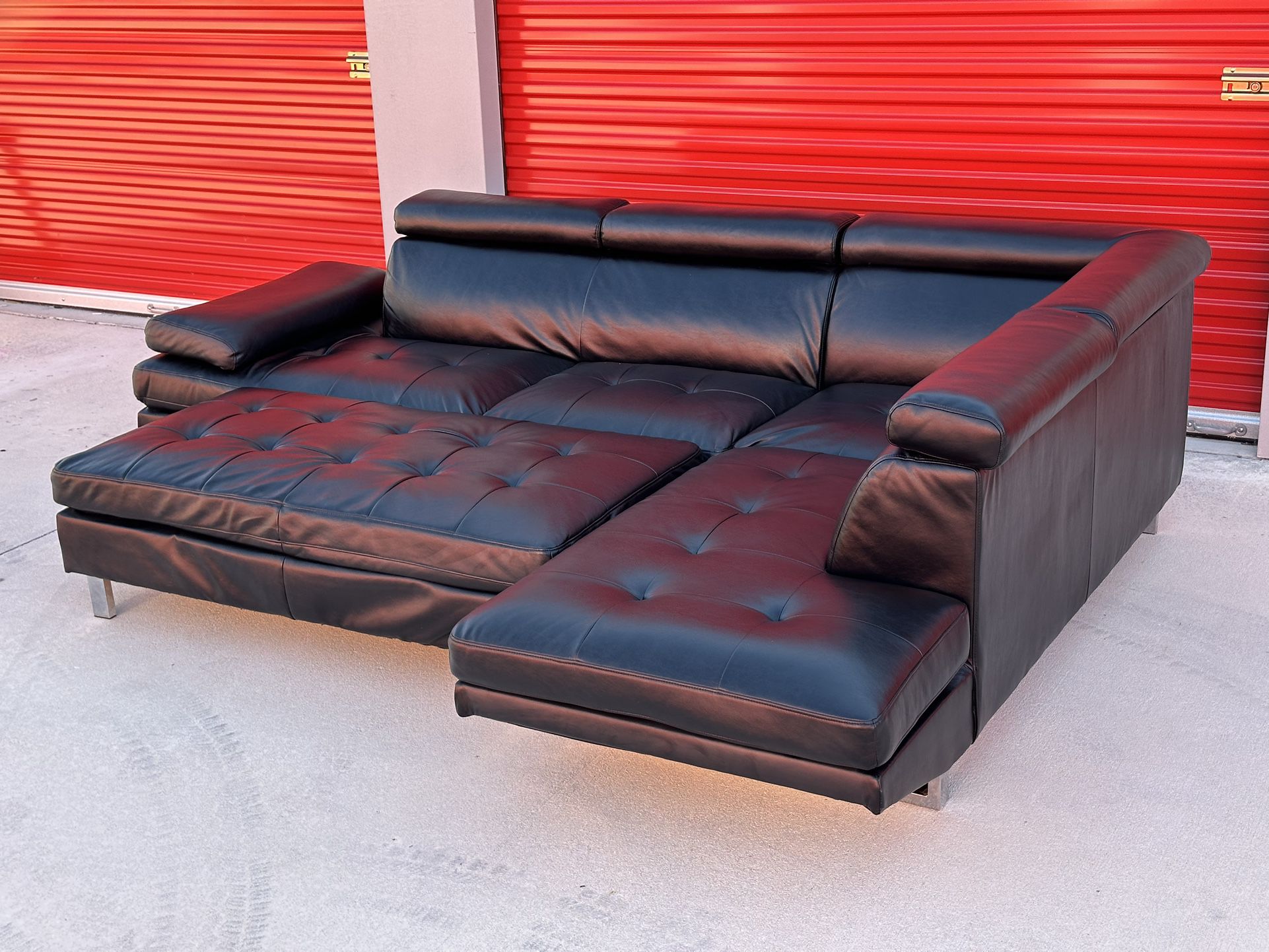 Sectional Couch With Ottoman Faux Leather Great Condition Delivery Available 