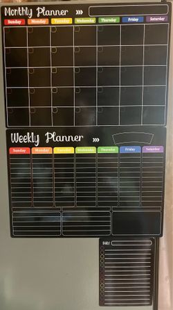 Magnetic Black dry-erase calendar planner set of 3