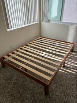 Mellow Naturalista Classic - 12 Inch Solid Wood Platform Bed with Wooden Slats, No Box Spring Needed, Easy Assembly, Full, Natural Pine for full size 
