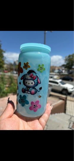 Hello Kitty Glass Can Cup with Lid