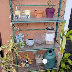 Patio Outdoor Steel/Glass Shelf Organizer 