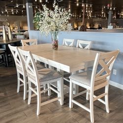 White 7PC Counter Height Dining Room Set