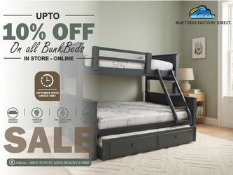 Twin full grey bunk bed with trundle new cama colchones trundle nuevo