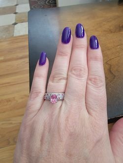 Beautiful Pink Sapphire and Diamond Wedding Set Thumbnail