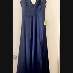 Navy Blue Satin Corset Dress $70