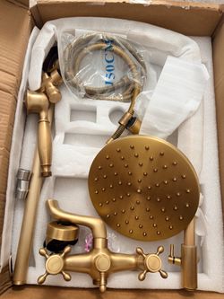 Brushed Gold Rain Shower System with Handheld Sprayer
