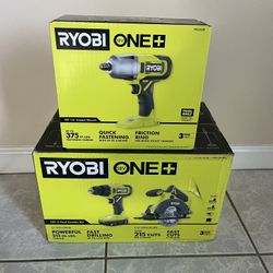 $199 OBO. 🧰.  BRAND NEW 7 PIECE RYOBI ONE  18V TOOL SET. 🧰.  CIRCULAR SAW.  IMPACT WRENCH. DRILL. 2 BATTERIES. CHARGER.  TOOL BAG.  ALL $199 OBO🔥🔥