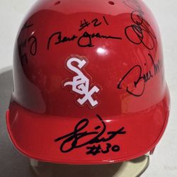 SIGNED CUSTOM WHITE SOX MINI HELMET!