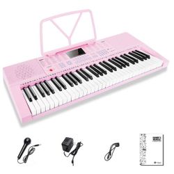 Vangoa VGK610 Piano Keyboard, 61 Mini Keys Portable Music Keyboard for Beginners with Microphone, 3 Teaching Modes, 350 Tones, 350 Rhythms, 30 Demos, 