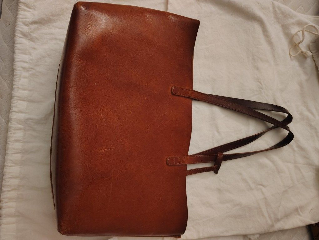 Mansur Gavriel Leather Tote In Brandy (limited Edition) 