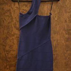 BEBE Dark Blue BodyCon Dress One Shoulder Size Small