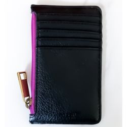 Fossil Black Leather Card Holder Wallet 